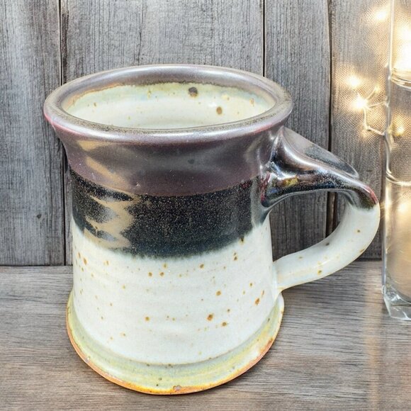 Hand Made Stoneware Pottery Coffee Mug Cup Artist Signed Mug Speckled Glaze VTG - Picture 1 of 12